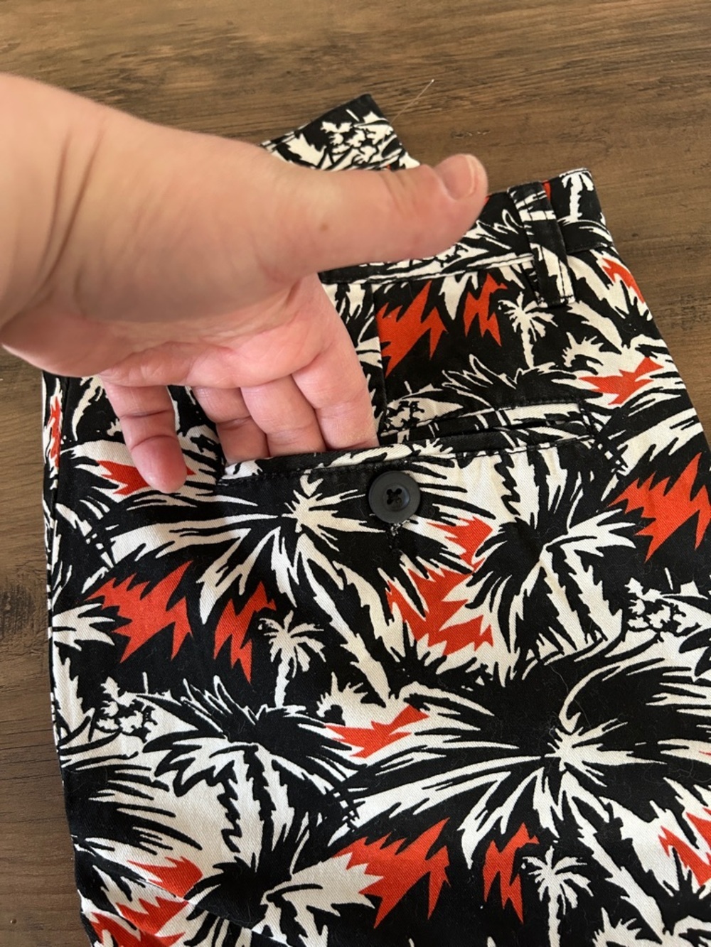 JACKSON Black, White & Orange Palm-Print Shorts - Picture 3 of 5